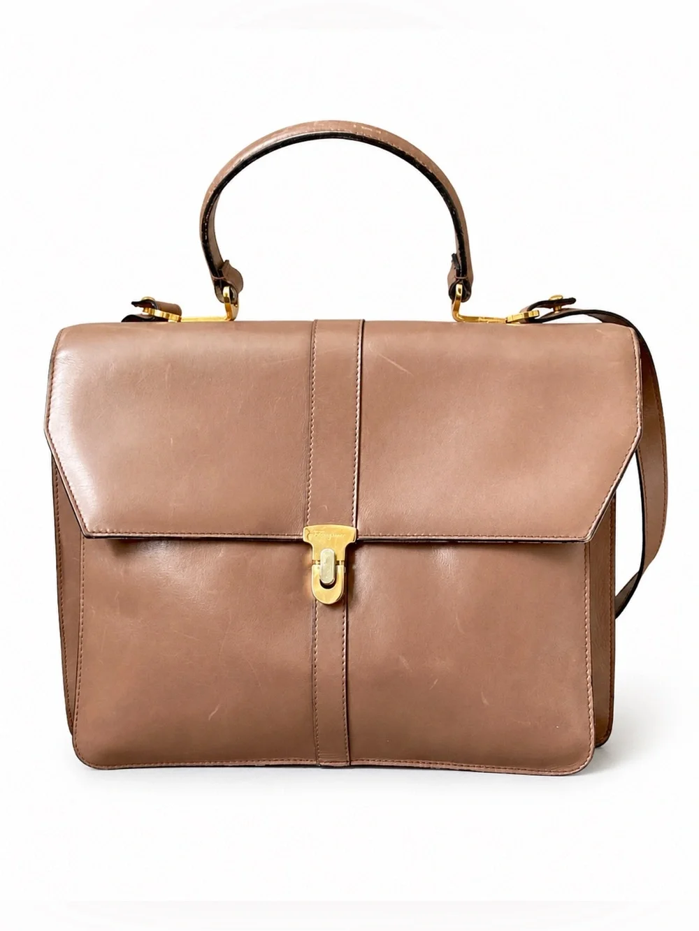 Vintage Salvatore Ferragamo Leather Top Handle Satchel Briefcase Italy
